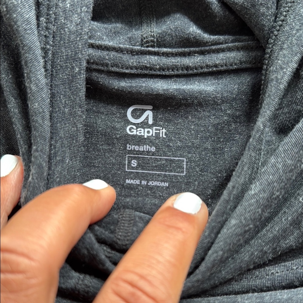 GAP Charcoal Hooded Cowl Neck Long Sleeve Top - Picture 2 of 3
